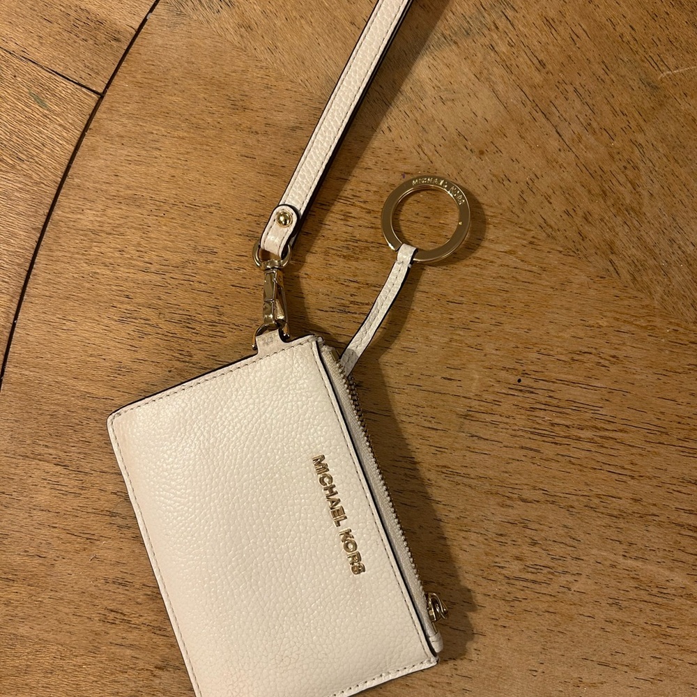 Michael Kors Ivory Wristlet with Gold Accents